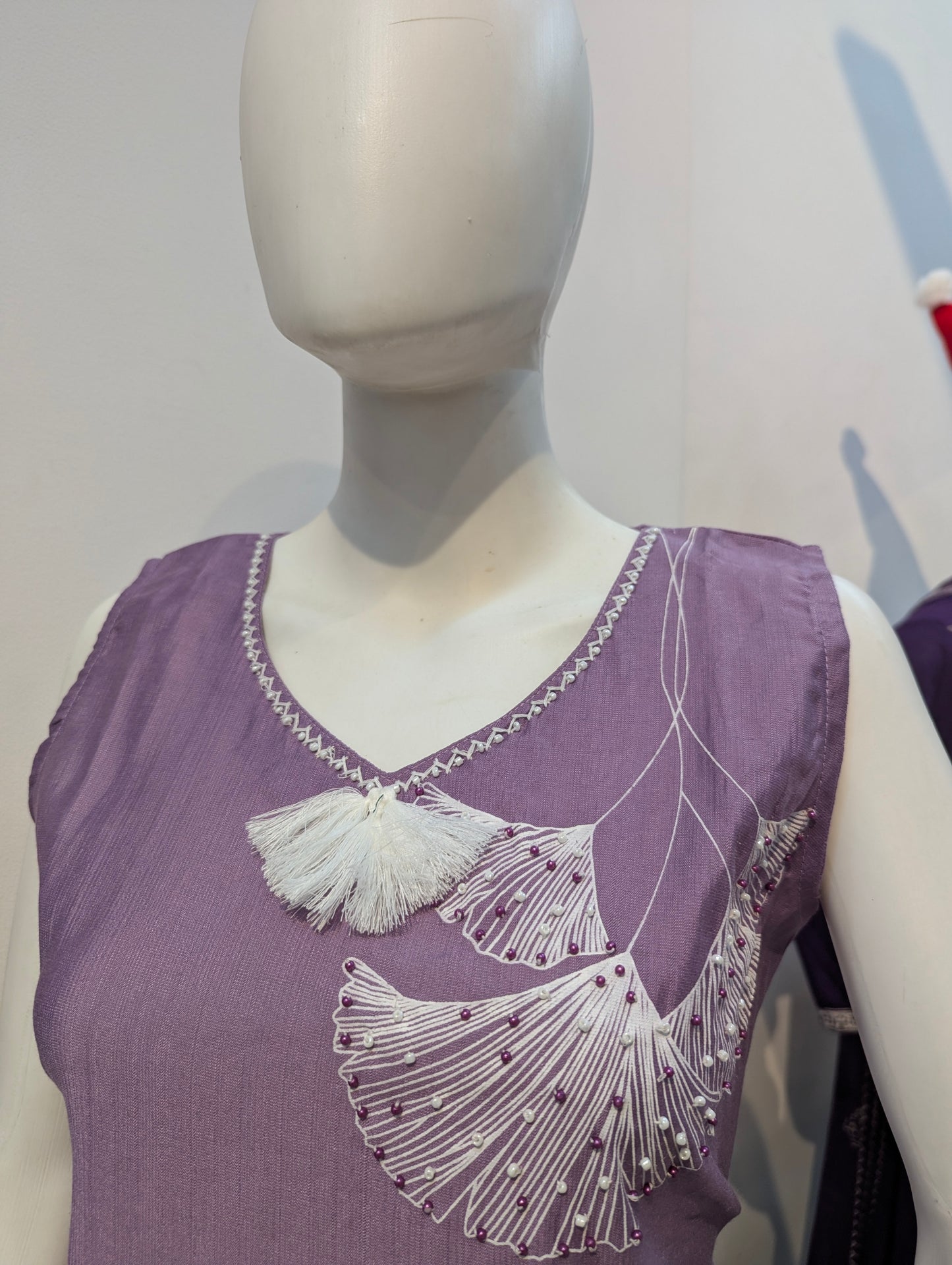 Lavender Sleeveless Kurti Set for Women | Indo-Western Ethnic Wear – Sanskriti