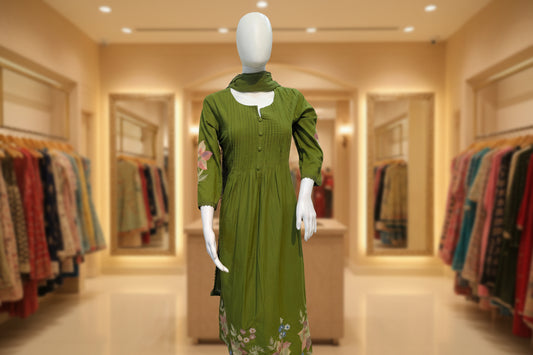 Elegant Green Ethnic Kurti for Pooja & Weddings | Festive & Traditional Wear – Sanskriti