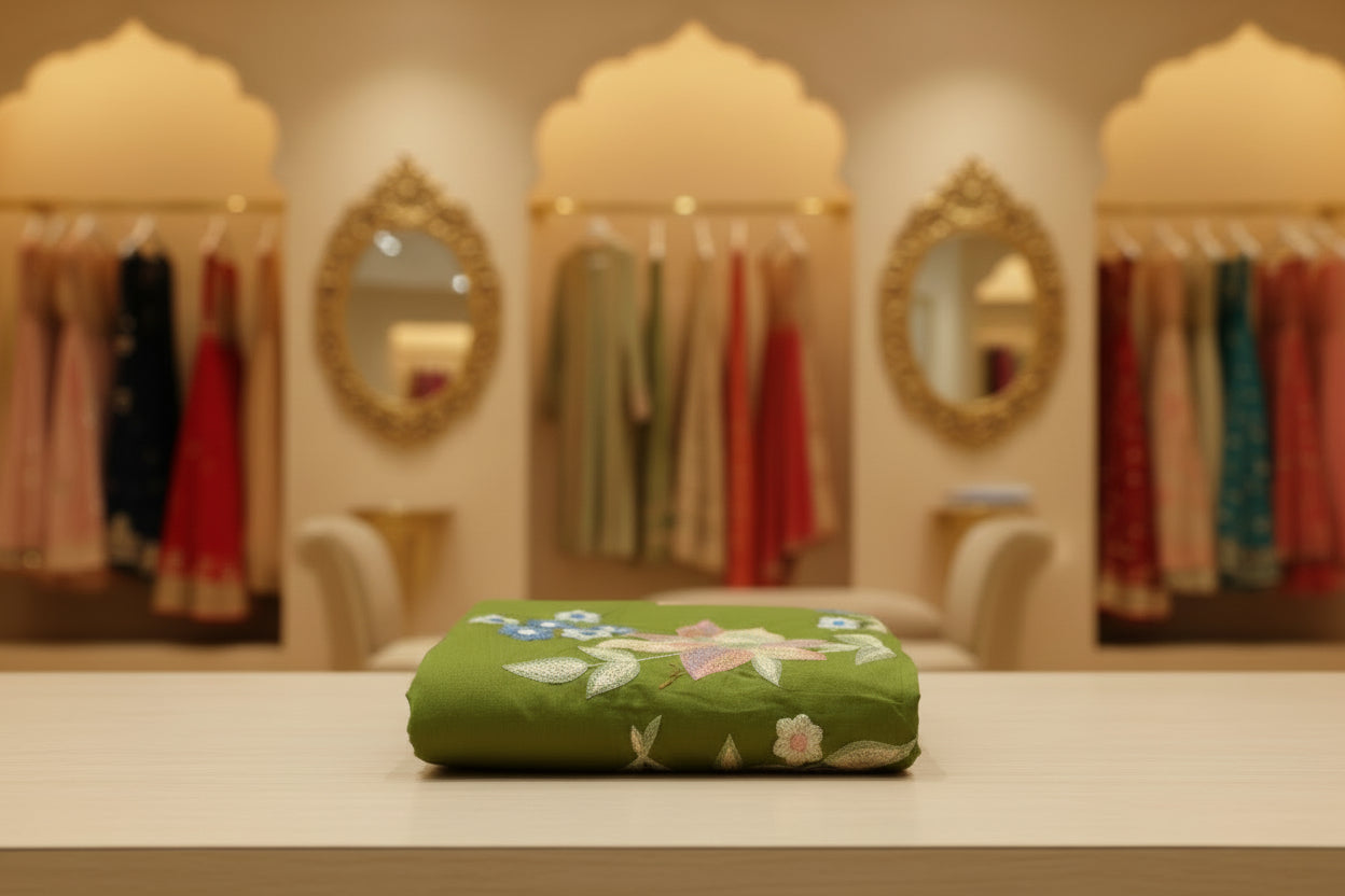 Elegant Green Ethnic Kurti for Pooja & Weddings | Festive & Traditional Wear – Sanskriti